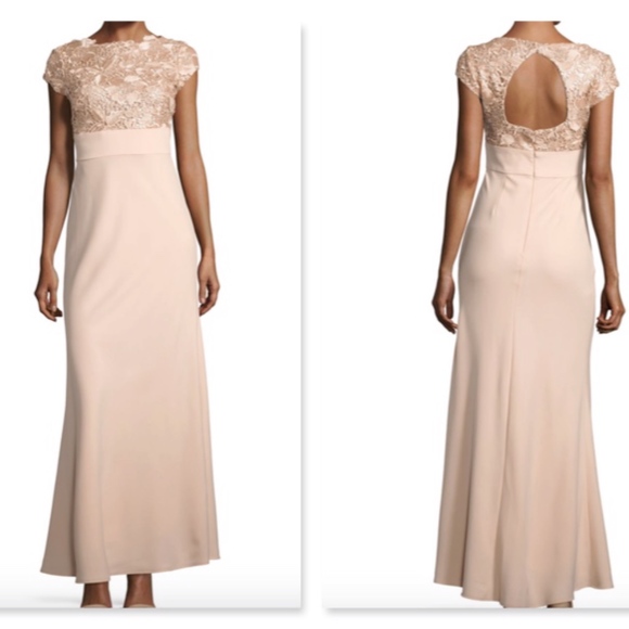 NEW $260 JS Collections Sequin And Floral Embroidered Cap Sleeved Gown Size 6 - Picture 3 of 12